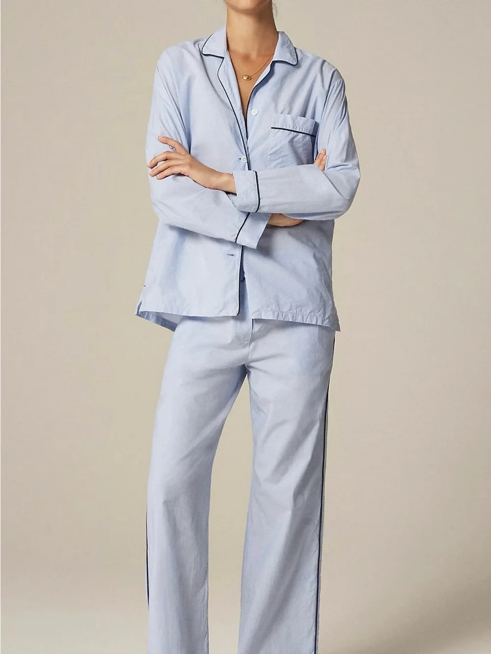 J. Crew Classic pajama pant set in end-on-end cotton Cool Lilac size XXL - Picture 10 of 10